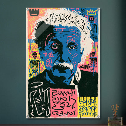Albert Einstein Portrait im Pop Art Stil von Andy Warhol auf einem Acrylbild