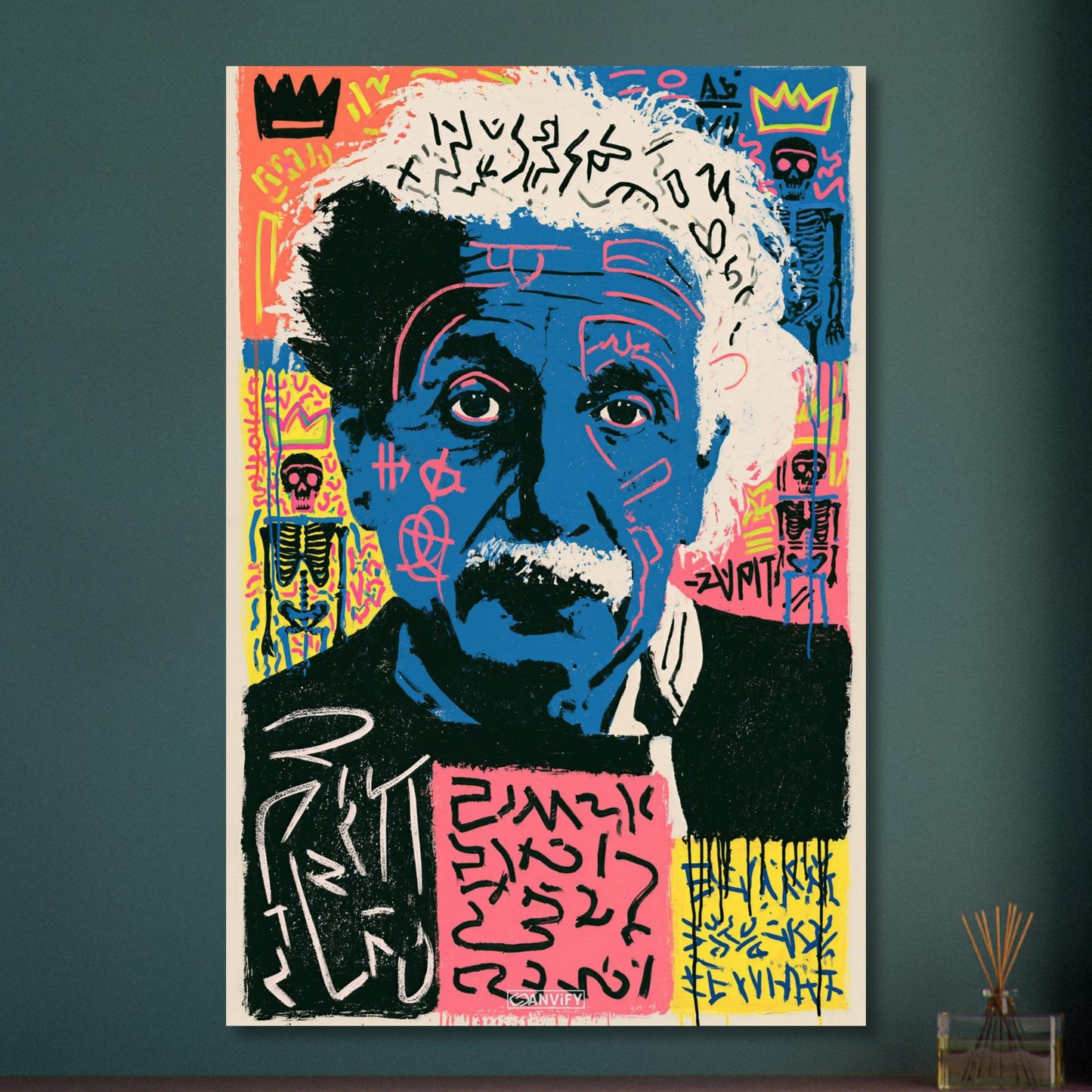 Albert Einstein Portrait im Pop Art Stil von Andy Warhol auf Aluminium