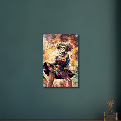 Tanzendes Anime Mädchen im Modern Art Stil auf einem Acrylbild