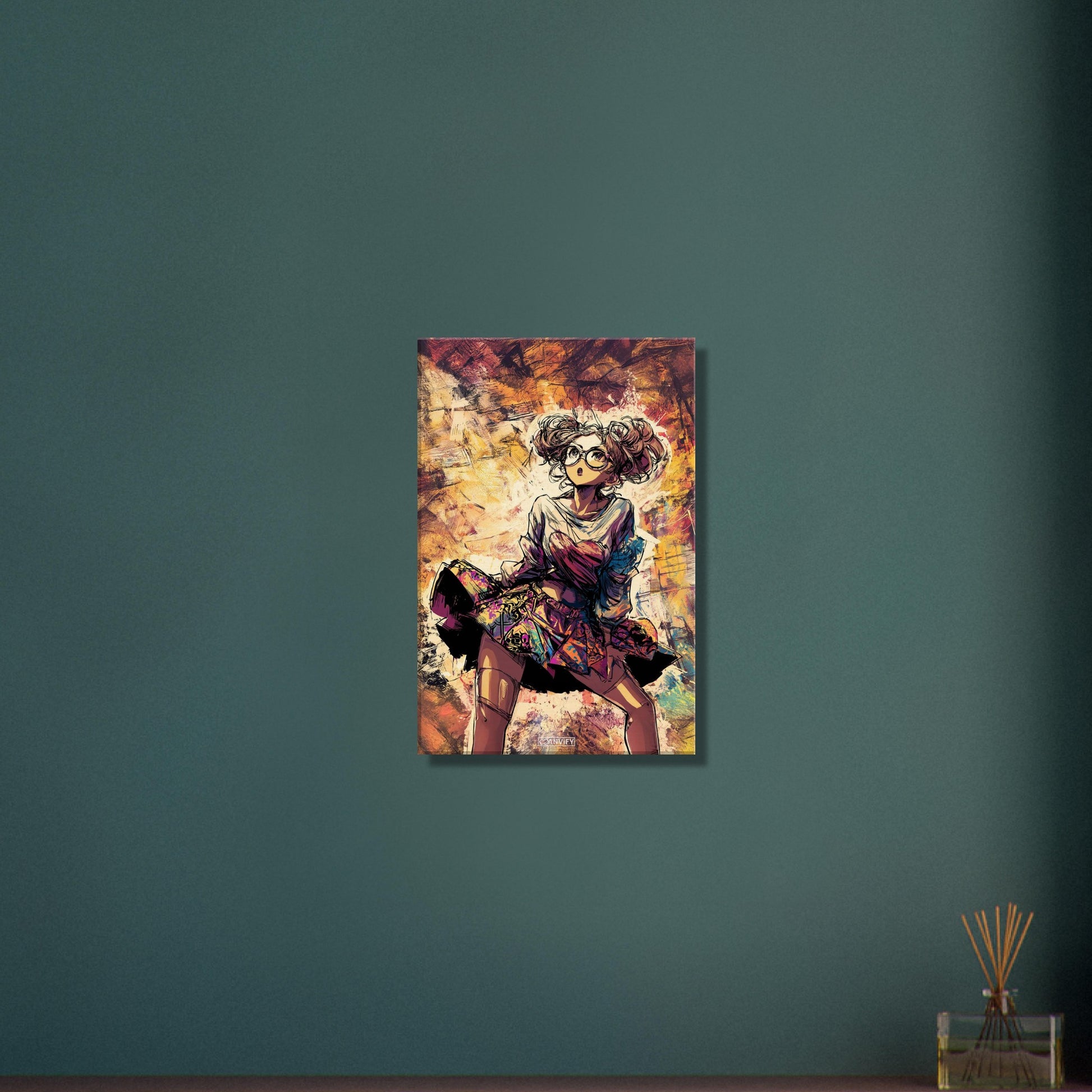 Tanzendes Anime Mädchen im Modern Art Stil auf einer Leinwand