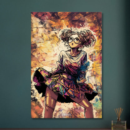 Tanzendes Anime Mädchen im Modern Art Stil auf einer Leinwand