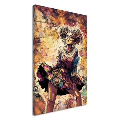 Tanzendes Anime Mädchen im Modern Art Stil auf einer Leinwand