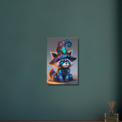 Baby-Waschbär-Zauberer im Comic Stil auf einer Leinwand