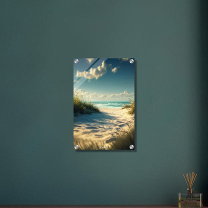 Wunderschöne Strandbucht mit türkisem Meer auf einem Acrylbild