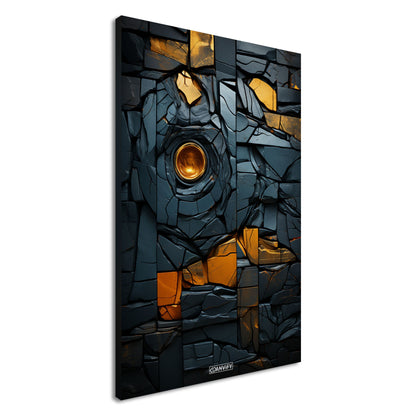 Abstrakte Lavasteine mit Gold auf einer Leinwand