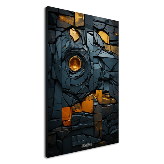 Abstrakte Lavasteine mit Gold auf einer Leinwand