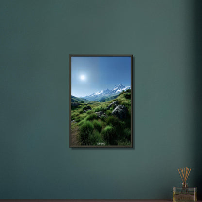 Atemberaubender Anblick auf das Hochgebirge Kaukasus auf einem Poster im Metallrahmen