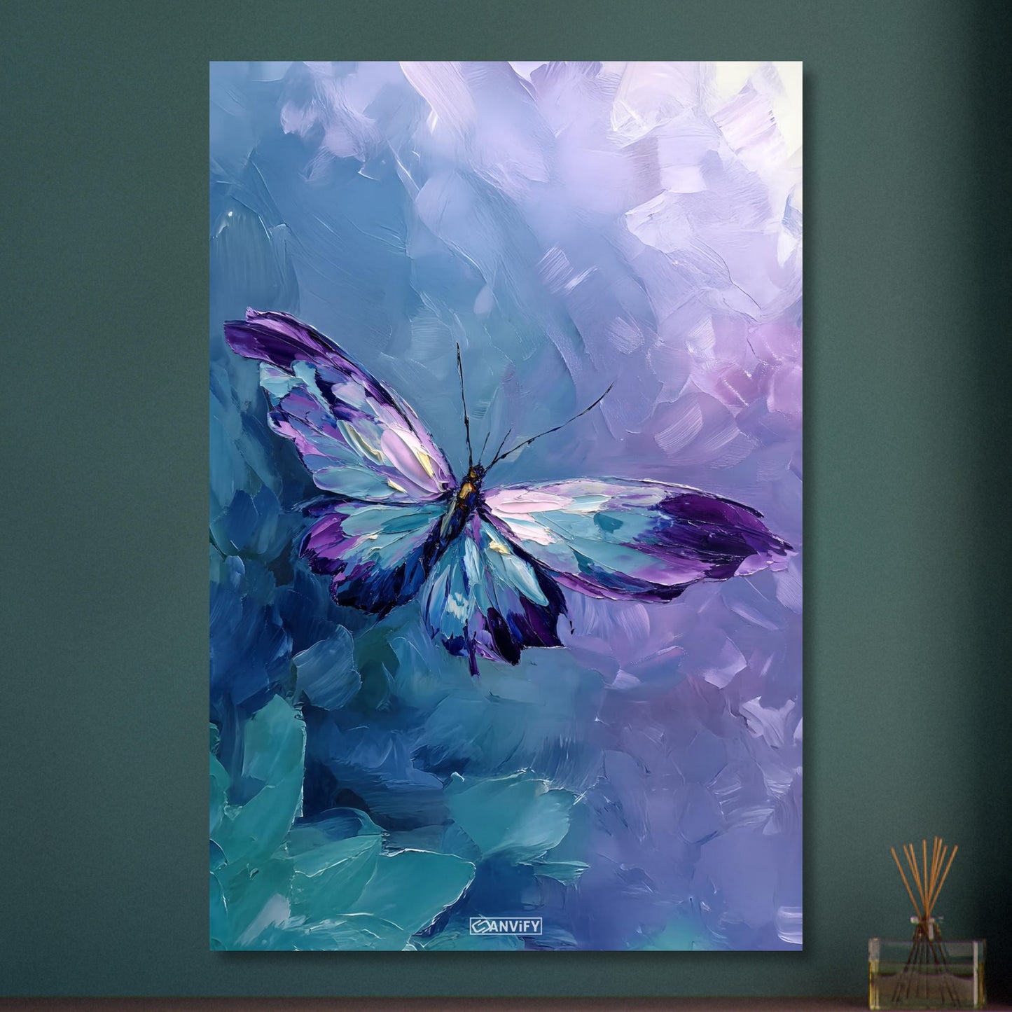 Bunter Schmetterling in Acrylfarben auf Aluminium