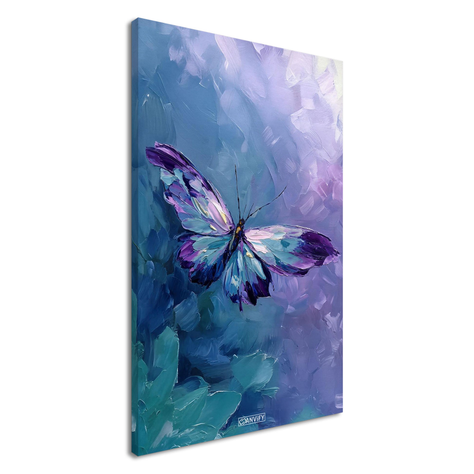 Bunter Schmetterling in Acrylfarben auf einer Leinwand