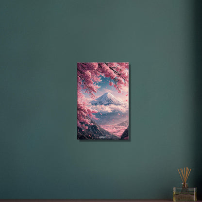 Japanischer Kirschblütenbaum mit Blick auf den Berg Fuji auf einer Leinwand
