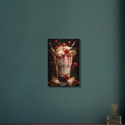 Kirsch-Milchshake mit Vanille Eiscreme auf einer Leinwand