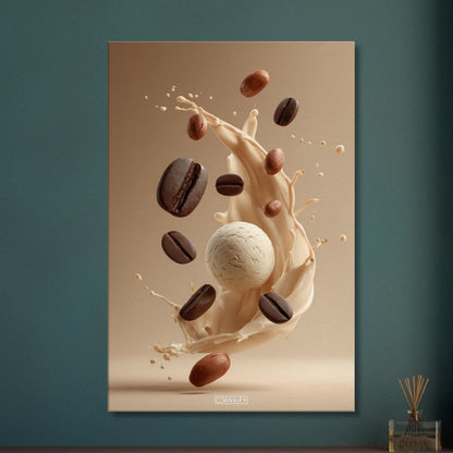 Eiskaffee und Vanilleeis auf einer Leinwand