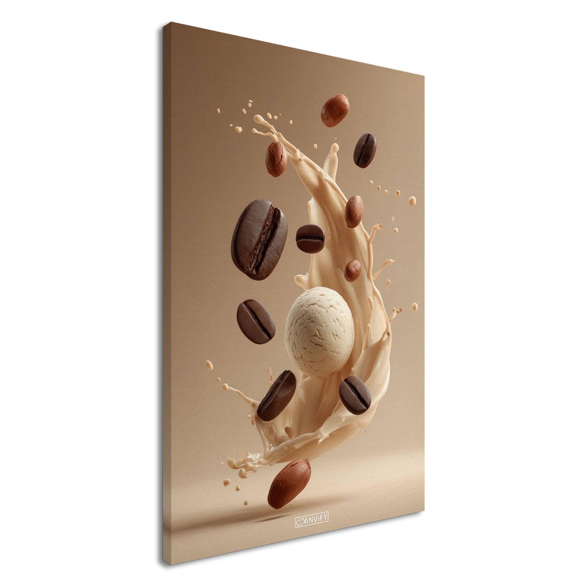 Eiskaffee und Vanilleeis auf einer Leinwand