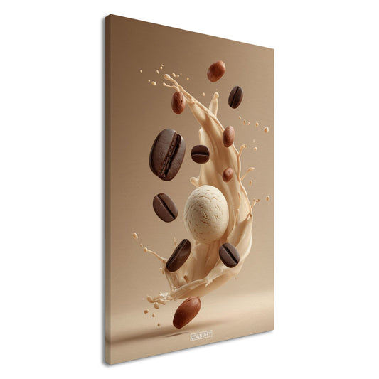 Eiskaffee und Vanilleeis auf einer Leinwand