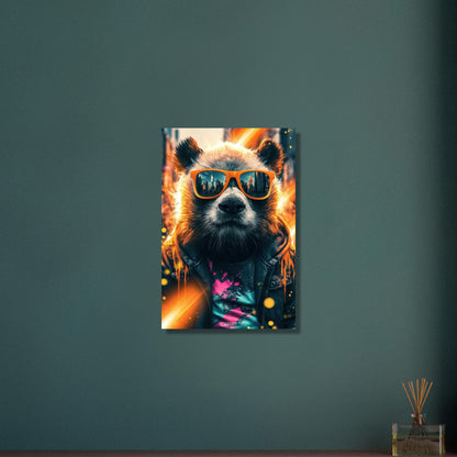 Cooler Panda mit Sonnenbrille im Street Art-Stil auf Aluminium