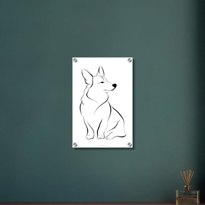 Welsh Corgi mit einer Linie gezeichnet auf einem Acrylbild