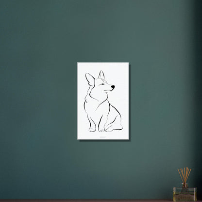 Welsh Corgi mit einer Linie gezeichnet auf einer Leinwand