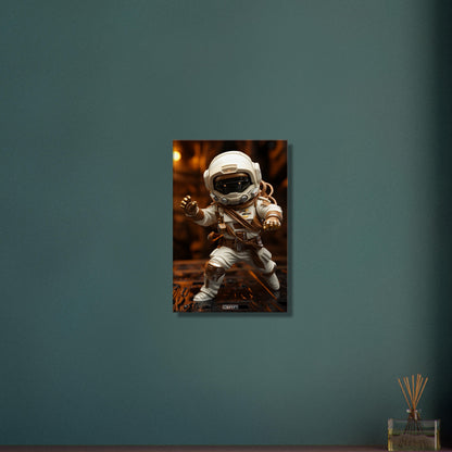 Chibi Astronaut in weißem Anzug und Akzenten in der Farbe Kupfer auf einer Leinwand