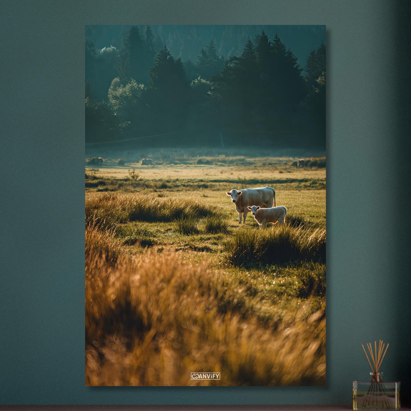 Kühe auf der Wiese auf Aluminium