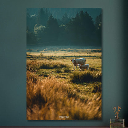 Kühe auf der Wiese auf Aluminium