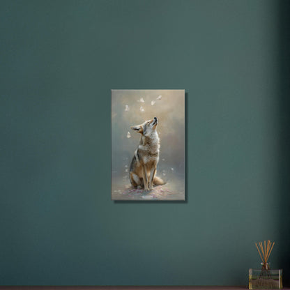 Kojote und Schmetterlinge auf einer Leinwand