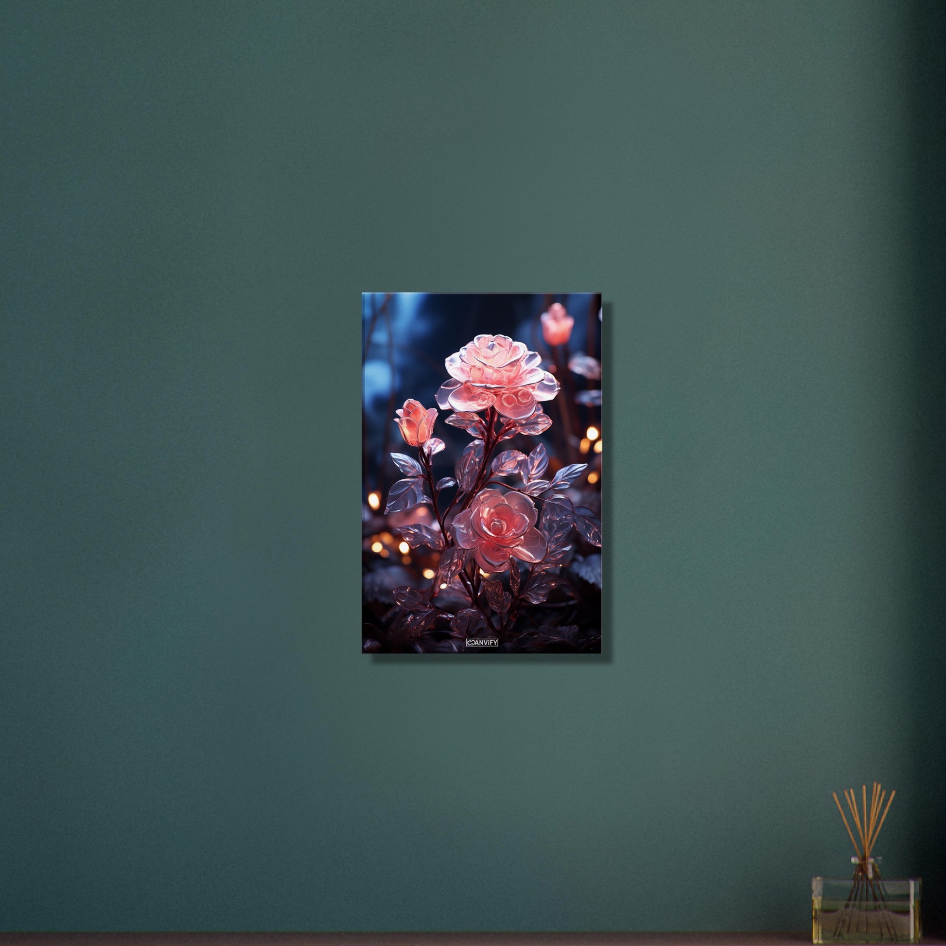 Rosa kristallisierte Rosen auf einer Leinwand