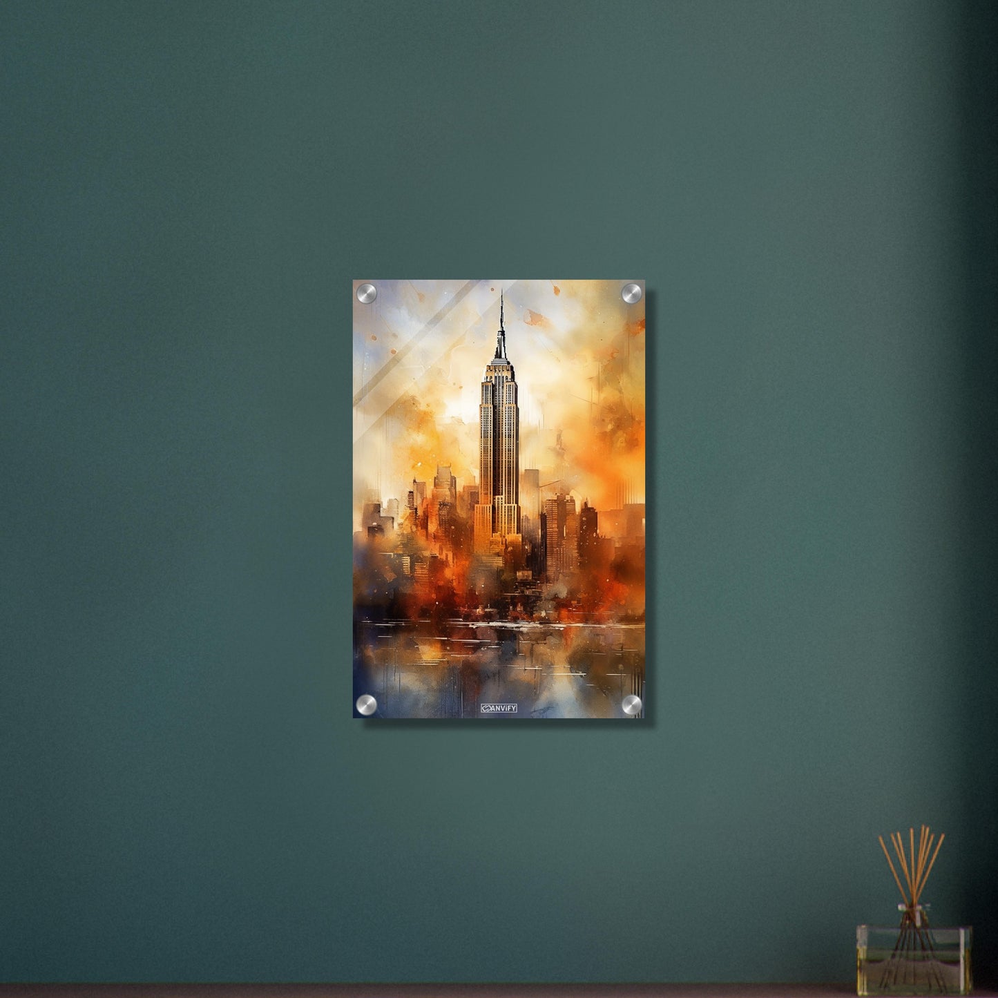 Watercolored Empire State Building