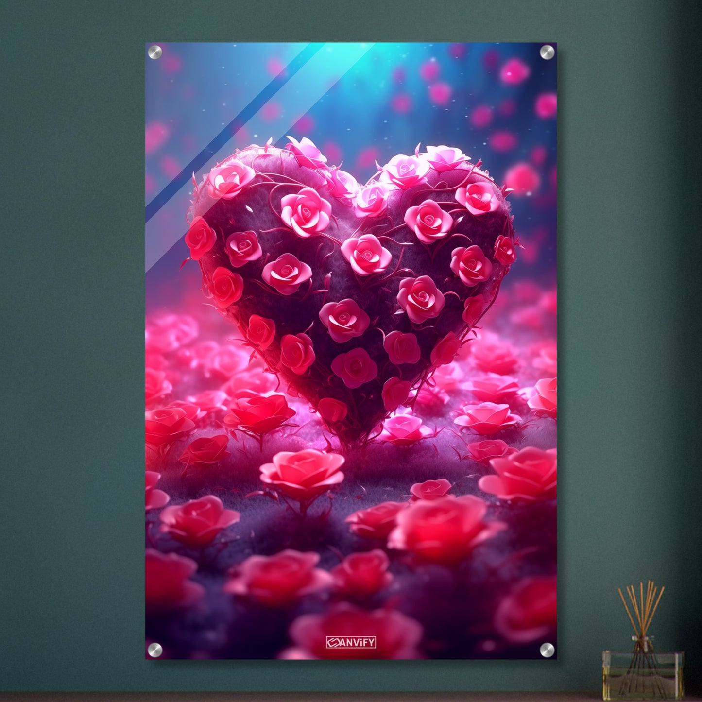 Pink Rose Bush Heart