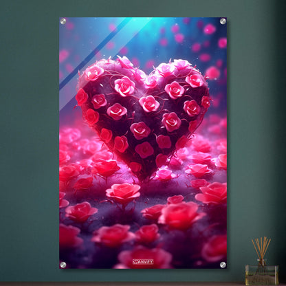 Pink Rose Bush Heart