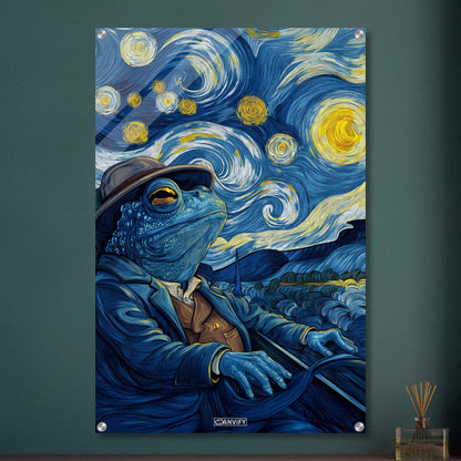 Blue Frog in the Starry Night