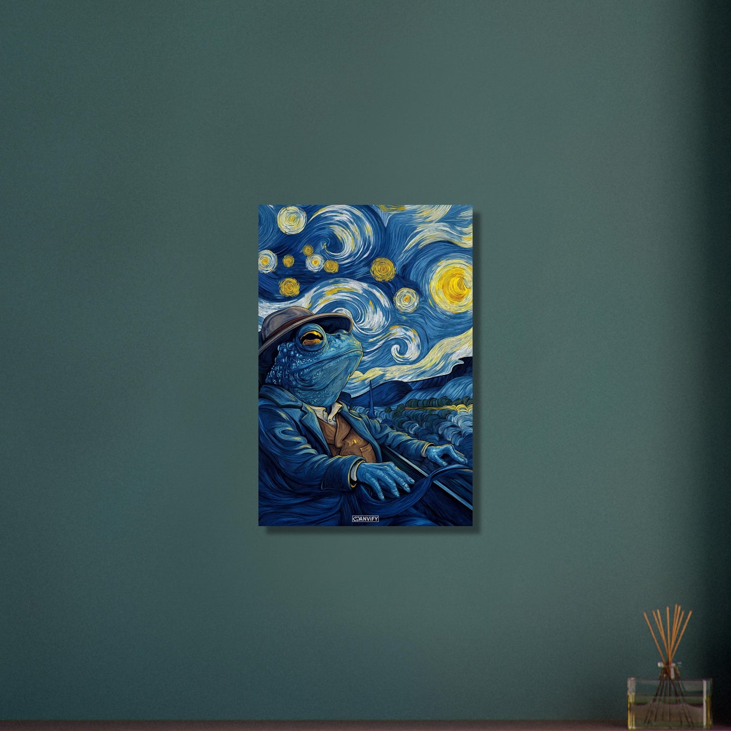 Blue Frog in the Starry Night