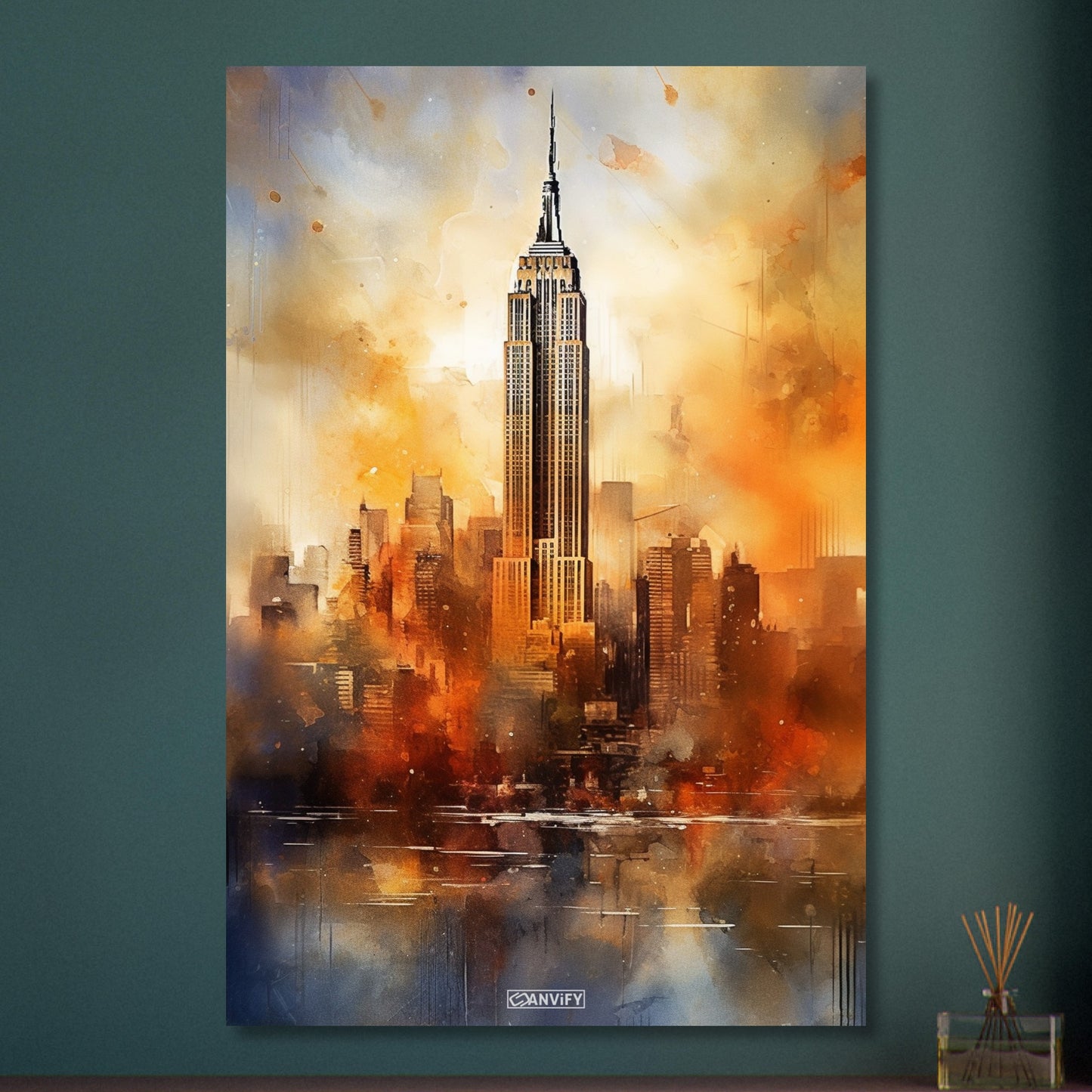 Watercolored Empire State Building