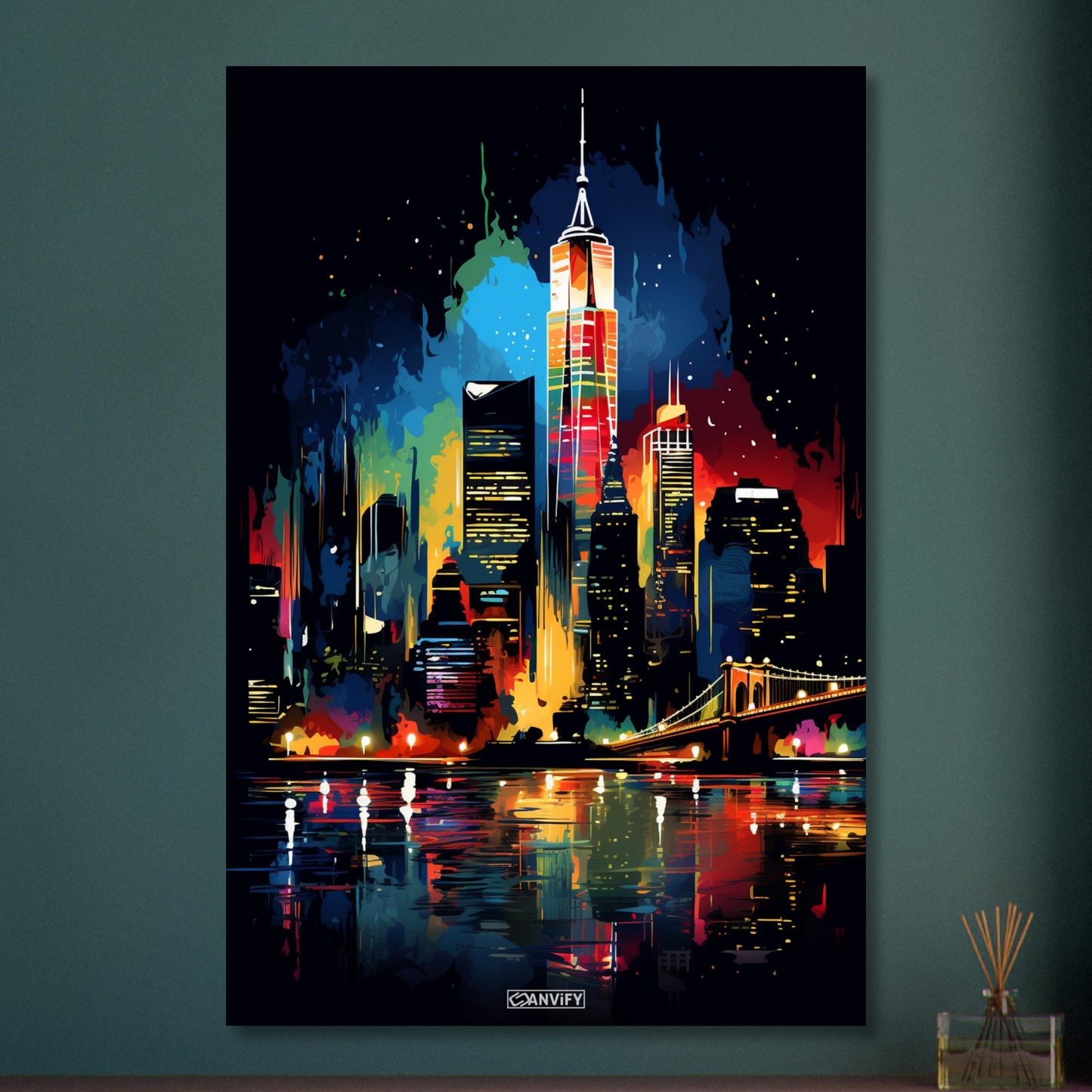 Splashed New York Skyline