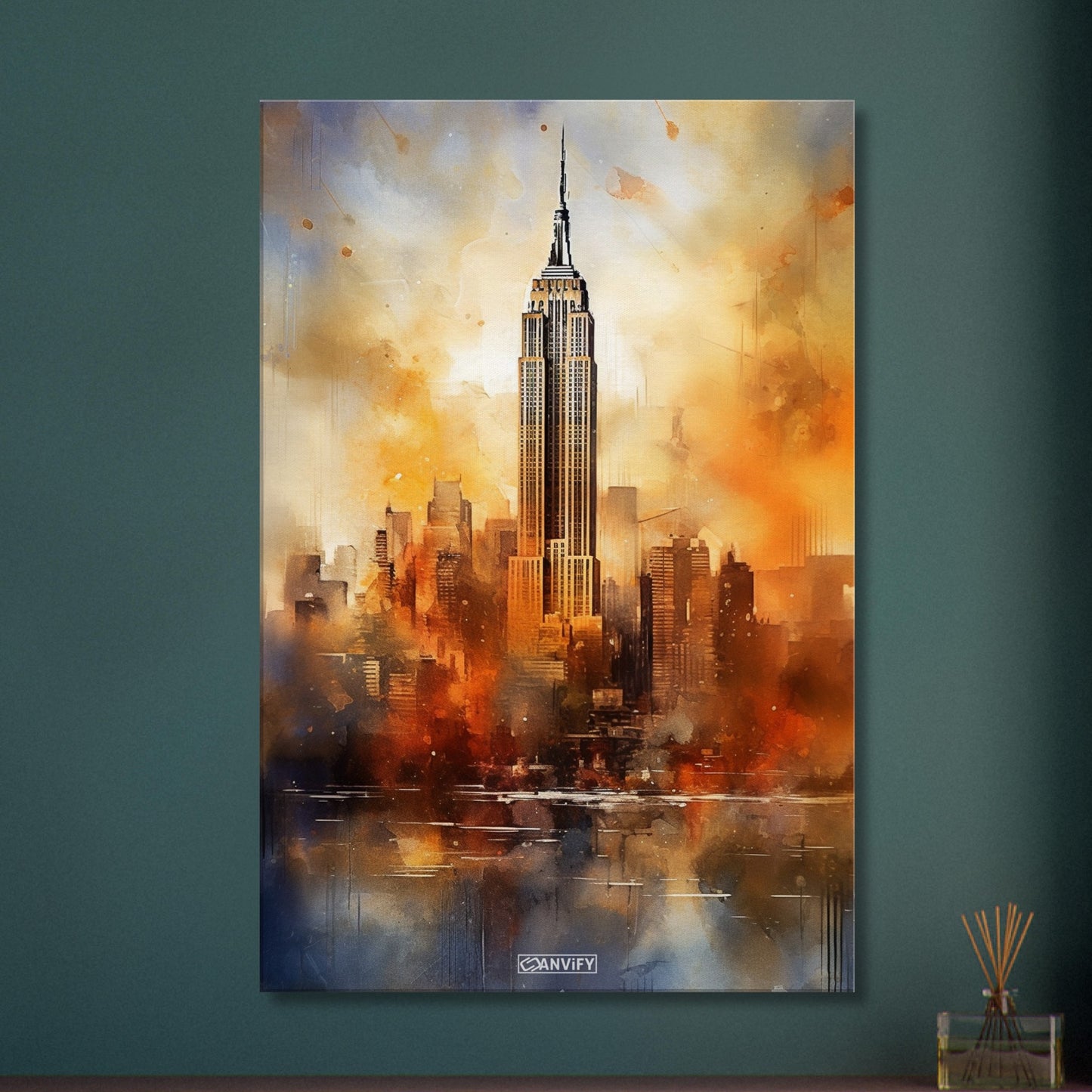 Watercolored Empire State Building