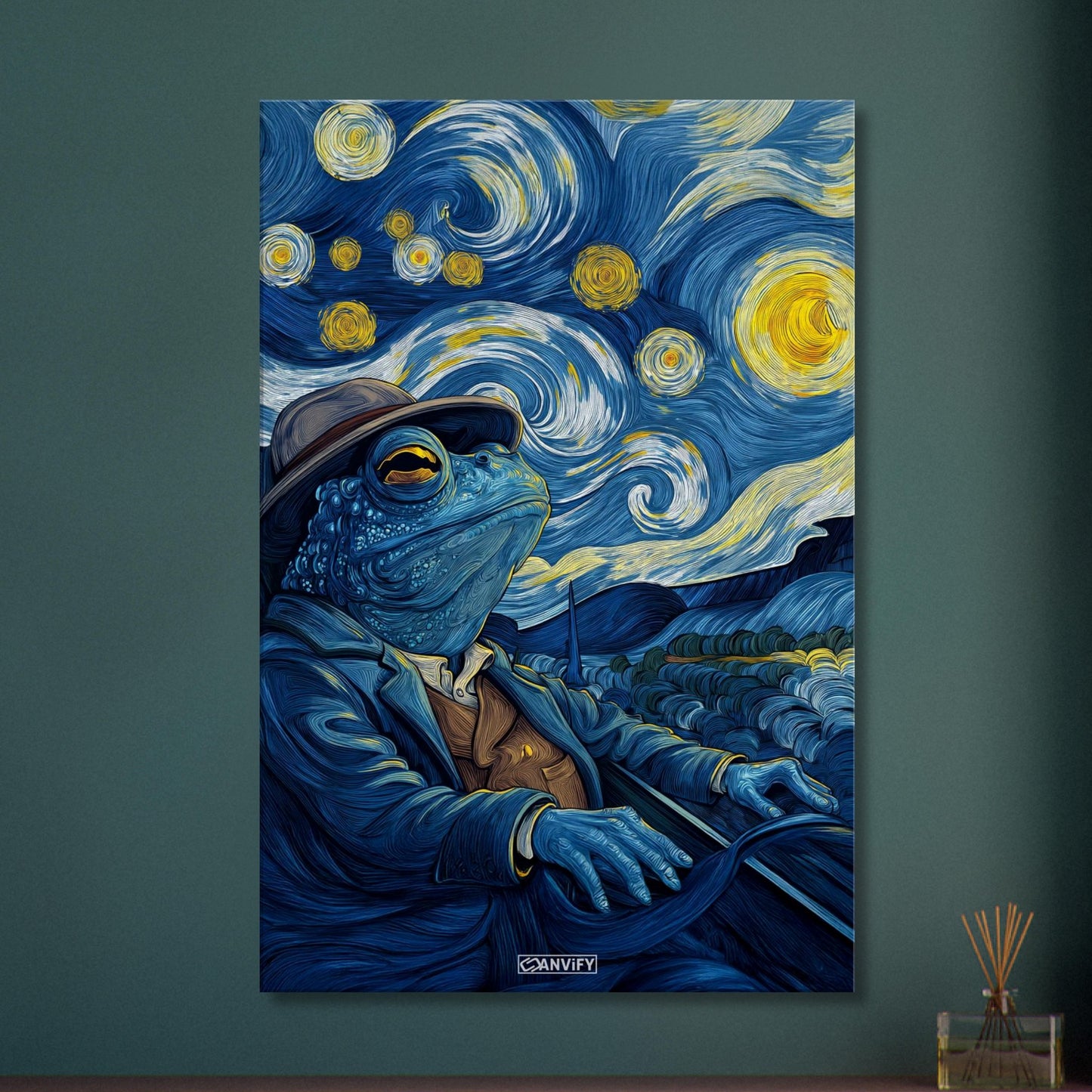 Blue Frog in the Starry Night