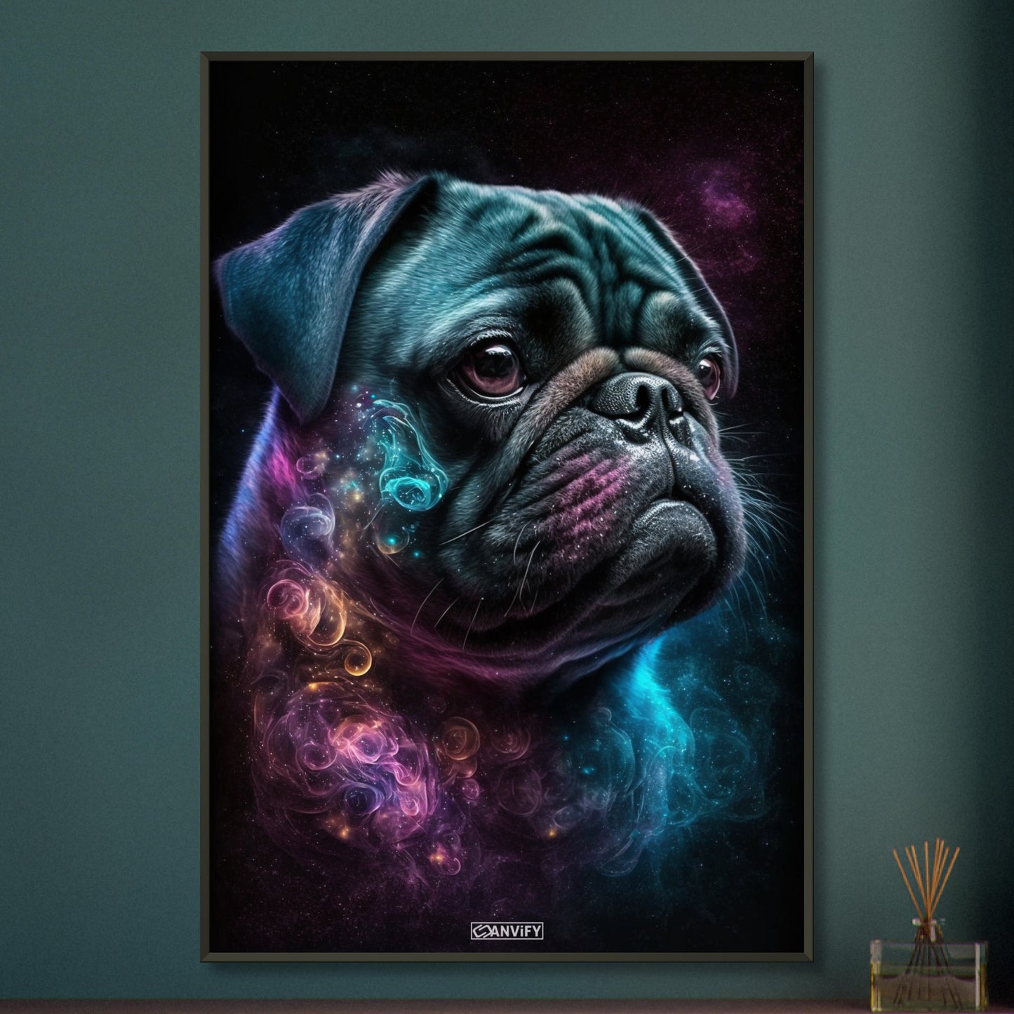 Nebula Pug Black Portrait
