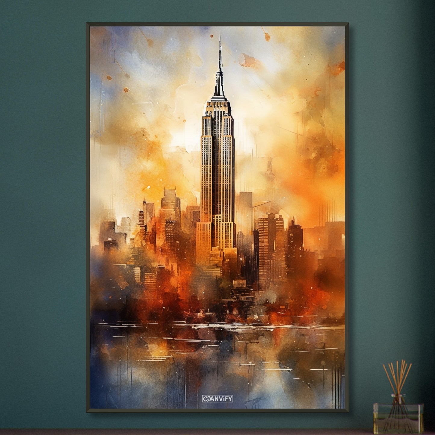 Watercolored Empire State Building