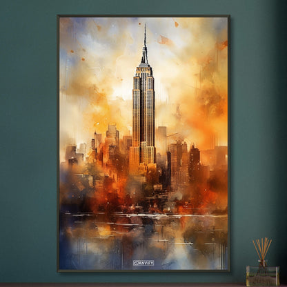 Watercolored Empire State Building