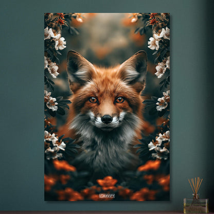 Süßer Fuchs zwischen den Blumen auf Aluminium