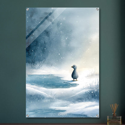 Kleine süße Ente am See auf einem Acrylbild