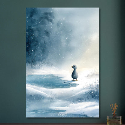 Kleine süße Ente am See auf Aluminium