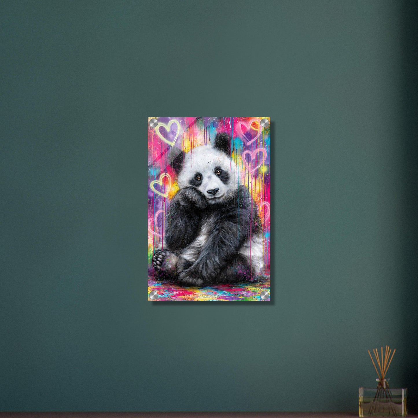 Süßer kleiner Panda im Graffiti Street Art Style auf einem Acrylbild