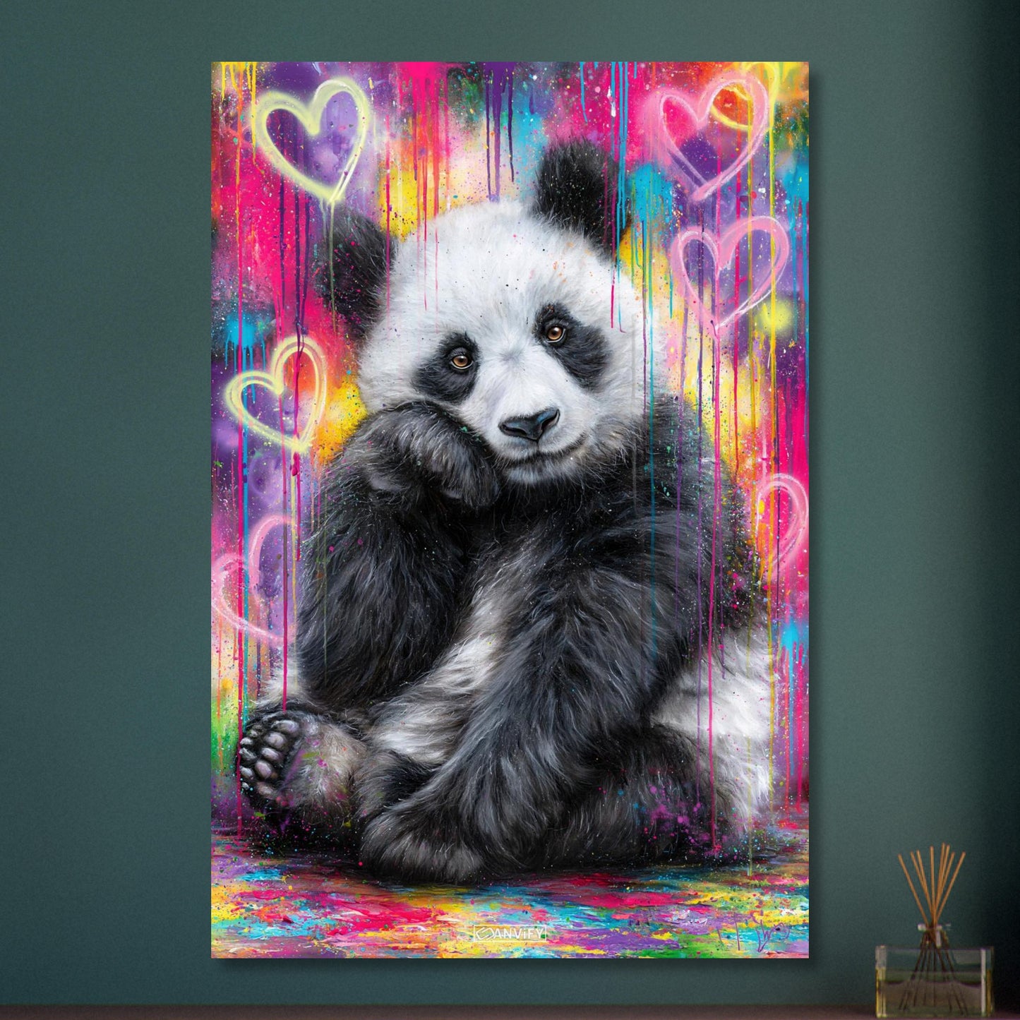Süßer kleiner Panda im Graffiti Street Art Style auf Aluminium