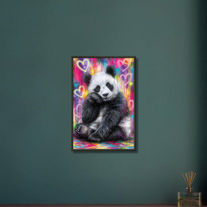 Süßer kleiner Panda im Graffiti Street Art Style auf einem Poster im Metallrahmen