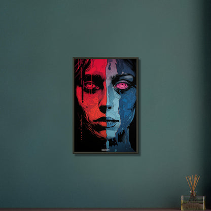 Katy Perry im Pop Art Stil auf einem Poster im Metallrahmen