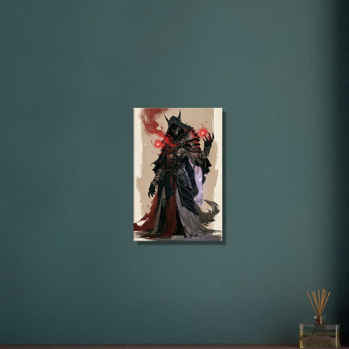 Dunkler Wolfszauberer im Anime Stil auf einer Leinwand