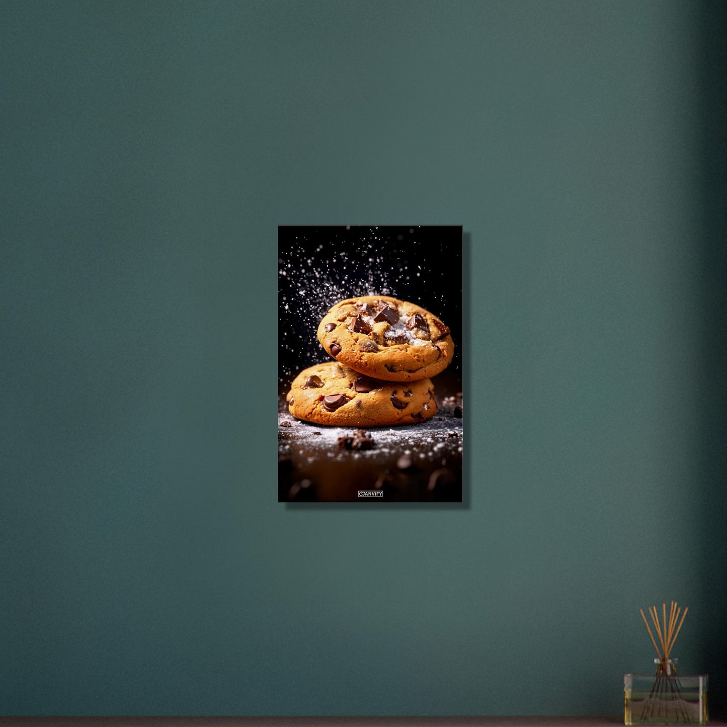 Kekse mit Schokoladenstückchen auf einer Leinwand