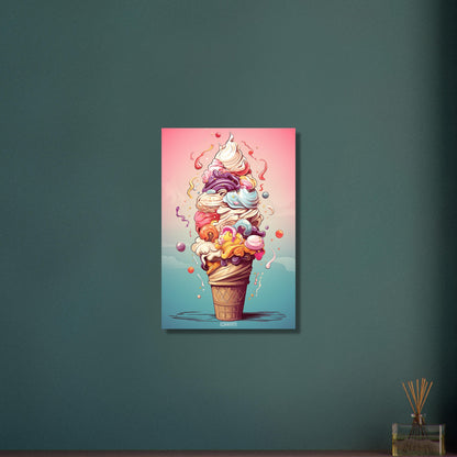 Bunte Eiscreme im Comic Stil auf Aluminium