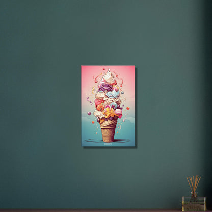 Bunte Eiscreme im Comic Stil auf einer Leinwand