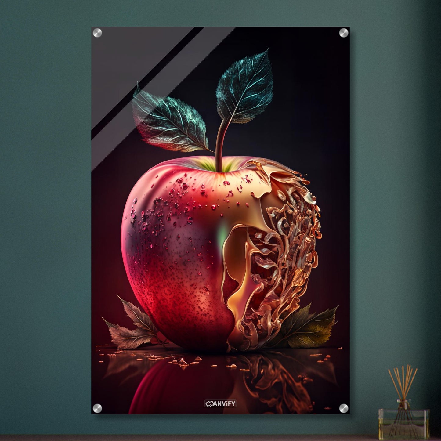 Köstlicher roter Apfel auf einem Acrylbild